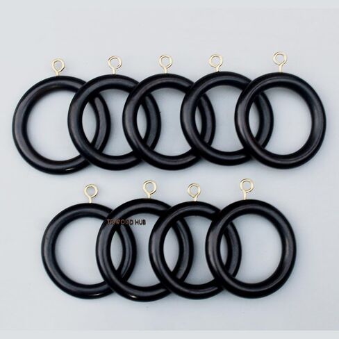 Premium Wooden Curtain Rings for Window and Door Decoration (24 Pieces) Wood Drapery Rings | Inner Dia 1.75 Inch and Outer Dia 2.5 Inch | Rosewood, Brown, TR-CR-01 in Saudi Arabia