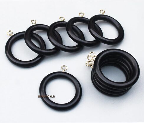 Premium Wooden Curtain Rings for Window and Door Decoration (24 Pieces) Wood Drapery Rings | Inner Dia 1.75 Inch and Outer Dia 2.5 Inch | Rosewood, Brown, TR-CR-01 in Saudi Arabia
