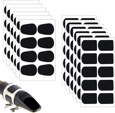 Molain 108 Pack Sax and Clarinet Mouthpiece Pads, Black 0.8mm Mouthpiece Patches Alto Tenor Oval Square Shape Adhesive Mouthpiece Pads Accessories for Beginners Musicians in Saudi Arabia