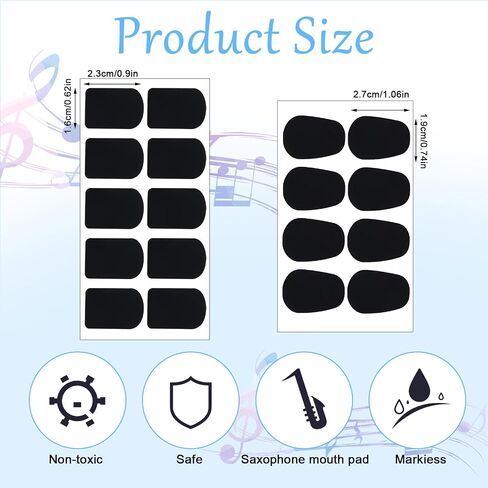 Molain 108 Pack Sax and Clarinet Mouthpiece Pads, Black 0.8mm Mouthpiece Patches Alto Tenor Oval Square Shape Adhesive Mouthpiece Pads Accessories for Beginners Musicians in Saudi Arabia