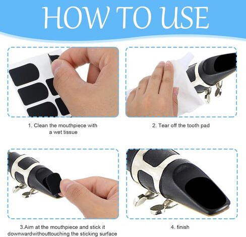 Molain 108 Pack Sax and Clarinet Mouthpiece Pads, Black 0.8mm Mouthpiece Patches Alto Tenor Oval Square Shape Adhesive Mouthpiece Pads Accessories for Beginners Musicians in Saudi Arabia