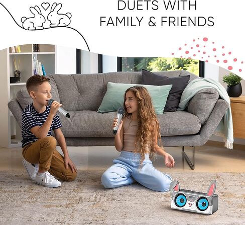 آلة ماسينجو شارك كاريوكي للأطفال والأطفال الصغار مع 2 ميكروفونات بلوتوث لاسلكية، مكبر صوت محمول PA يتضمن حامل هاتف لعرض الكلمات، وكابل تلفزيون ووضع إزالة صوت المغني in Kuwait