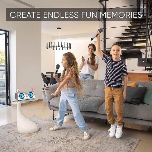 آلة ماسينجو شارك كاريوكي للأطفال والأطفال الصغار مع 2 ميكروفونات بلوتوث لاسلكية، مكبر صوت محمول PA يتضمن حامل هاتف لعرض الكلمات، وكابل تلفزيون ووضع إزالة صوت المغني in Kuwait