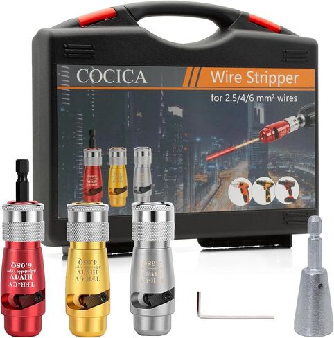 Electric Wire Stripper and Twister for Drill,Fast Stripping and Twisting Tool,Portable Professional Electrician Tool Set for Power Drill Cable Quick Stripping and Connector(6 SQ + Wire Twister) in Saudi Arabia