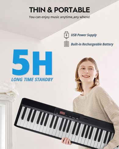 STRICH Piano Keyboard 88 Key with Stand, Beginner/Portable Digital Piano Electric Keyboard with Touch-Sensitive Keys, Keyboard Stand, Sustain Pedal and Music Rest, SEP-80 in Saudi Arabia
