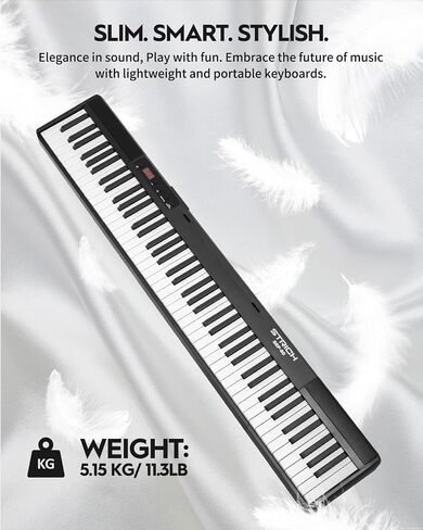 STRICH Piano Keyboard 88 Key with Stand, Beginner/Portable Digital Piano Electric Keyboard with Touch-Sensitive Keys, Keyboard Stand, Sustain Pedal and Music Rest, SEP-80 in Saudi Arabia
