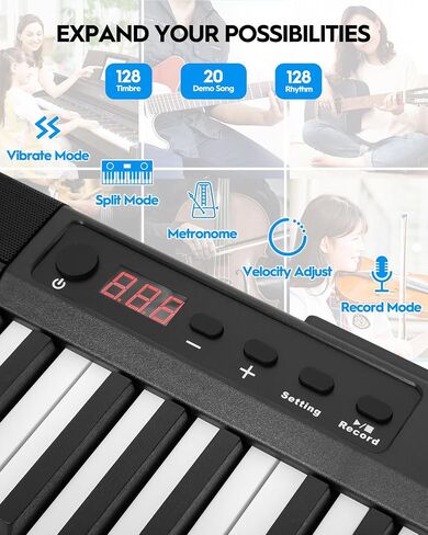 STRICH Piano Keyboard 88 Key with Stand, Beginner/Portable Digital Piano Electric Keyboard with Touch-Sensitive Keys, Keyboard Stand, Sustain Pedal and Music Rest, SEP-80 in Saudi Arabia