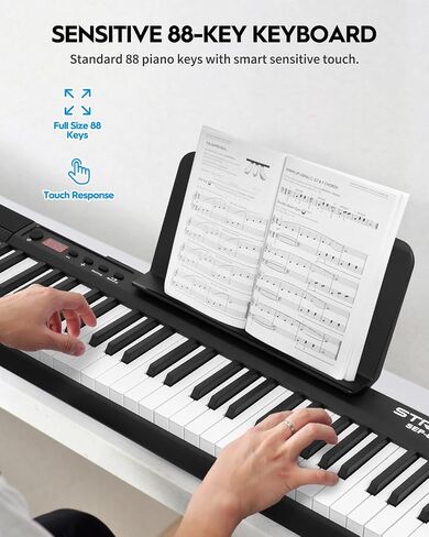 STRICH Piano Keyboard 88 Key with Stand, Beginner/Portable Digital Piano Electric Keyboard with Touch-Sensitive Keys, Keyboard Stand, Sustain Pedal and Music Rest, SEP-80 in Saudi Arabia