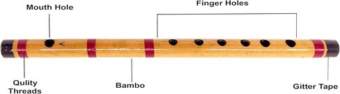 Key A Scale Bamboo Flute with Pink Lines Handmade Bamboo Musical Instrument (40 cm) in Kuwait
