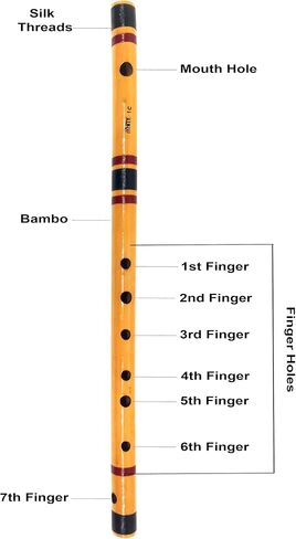 Key A Scale Bamboo Flute with Pink Lines Handmade Bamboo Musical Instrument (40 cm) in Kuwait