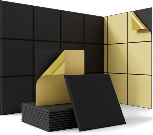 BUBOS Self adhesive Hexagon Acoustic Panels Sound Absorbing Panels,14 X 13 X 0.4 Inches Soundproof Wall Panels For Recording Studio,Office&Door,12Pack (Black) in Saudi Arabia
