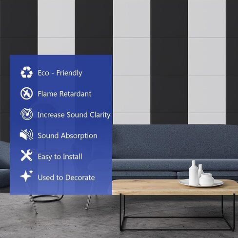 BUBOS Self adhesive Hexagon Acoustic Panels Sound Absorbing Panels,14 X 13 X 0.4 Inches Soundproof Wall Panels For Recording Studio,Office&Door,12Pack (Black) in Saudi Arabia