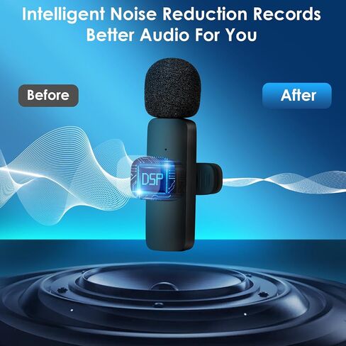 Wireless Lavalier Microphone, Professional Recording Wireless Microphone For IPhone, IPhone15, Android, IPad, 2-Pack Lavalier Microphones For Recording Interviews Videos Podcasts-black in Saudi Arabia