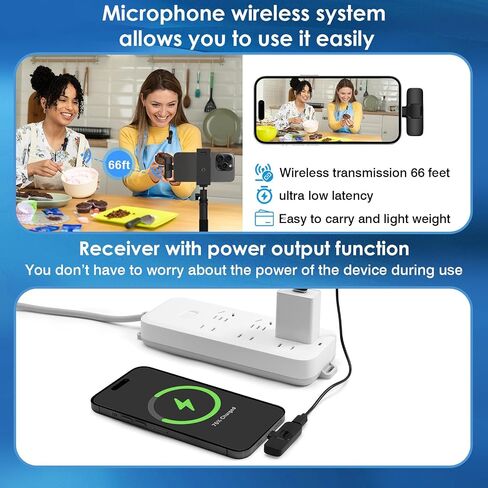 Wireless Lavalier Microphone, Professional Recording Wireless Microphone For IPhone, IPhone15, Android, IPad, 2-Pack Lavalier Microphones For Recording Interviews Videos Podcasts-black in Saudi Arabia