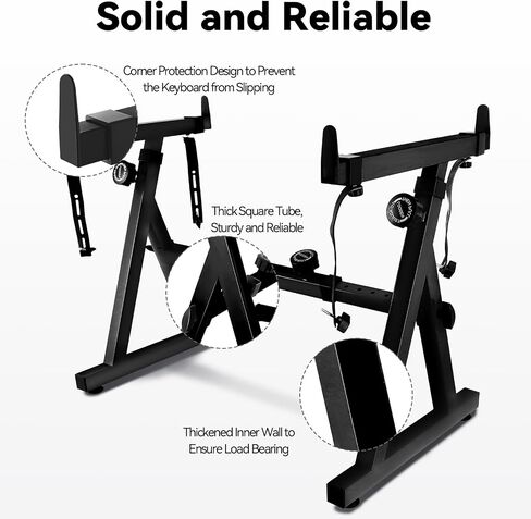 Keyboard Stand Piano Z Style Heavy Duty Keyboard Stand 12 Levels Adjustable and Portable Piano Keyboard Stand Suitable for 54 61 and 88 Keys Electric Keyboards Digital Pianos for Student Adult(Black) in Saudi Arabia