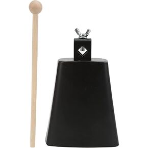 Metal Cowbell with Handle and Stick, Metal Cow Bell Noise Maker Hand Percussion Instrument Cowbell with Stick for Drum Set(5 Inch)