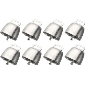 PATIKIL Mini Cow Bells for Crafts Christmas, 8 Pcs Shiny Silver Small Cow Bells, Loud Grazing Copper Bells Noise Makers, Cowbell Goat Bell, 1.4 x 0.9 x 1.4