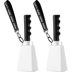 Cow Bells Noise Makers with Handle: Cowbells Hand Percussion for Sporting Events with Wrist Strap - 2pcs 8 Inch Large Loud Cheering Bell for Football Games Graduation (Red)