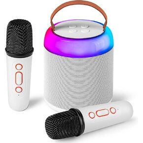 Mini Karaoke Machine with 2 Wireless Microphones for Kids Adults, Portable Bluetooth Speaker Toy for Girls and Boys 2 4 5 6 7 8 9 10 12 Year Old Girl Christmas Birthday Gift Home Party Ideas (Black)