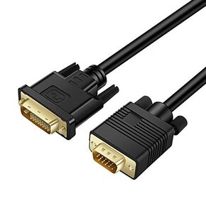 DVI to VGA Cable, Uni-Directional DVI-D 24+1 to VGA Cord, Gold-Plated Connectors, 1080P Full HD for HDTV, PC, Host, Laptop, Monitor, Projector, Black Cable (40ft)