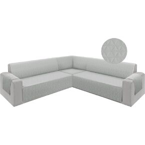 ALIECOM Corner Sectional Couch Covers L Shape Sofa Covers Washable 4pcs Reversible Couch Cover for Sectional Slipcover U Shape Pet Dogs Furniture Protector with Elastic Straps (Silver Gray, XX-Large)