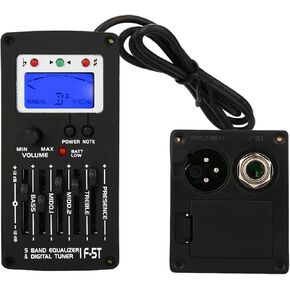 Acoustic Guitar Preamp, F5T 5Band Equalizer Pickup Guitar Preamp, Electric Guitar Pickup Tuner with Lcd Display for Guitar Volume Control