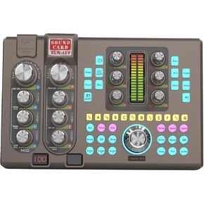 Audio Interface with 48V Phantom Power, Noise Reduction, Customize Sound Pads for Live Streaming, Podcasting, Recording, Gaming, PC, Guitar