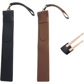 SUPERFINDINGS 2Pcs 2 Colors Drum Stick Bag PU Leather Drumstick Holder Rectangle Drumstick Cover Sleeve Portable Drumstick Cover Musical Instrument Accessories for Drummer Band