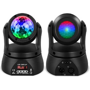 U'King LED Moving Head Light 30W Double Sided Moving Heads DJ Lights with Kaleidoscope and Stage Lighting by DMX and Sound Activated Control Spotlight for Wedding Church Live Show Bar (One Piece)