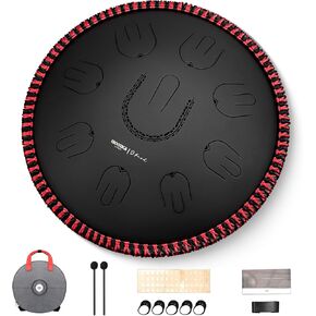 MOOZICA Steel Handpan Tongue Drum, 14" Portable Amara Scale Handpan Tongue Drum With Octave Overtone Design, Handpan Drum for beginner and professional (Amara,White) in Kuwait