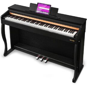 Vanoga Digital Piano 88 Key Weighted Keyboard Home Graded Hammer Action Weighted 88 Key Piano Digital Bundle for Adult Beginner Professional with Furniture Stand, Slide Cover, Black