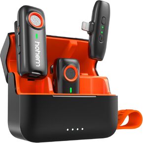 ميكروفون hohem MIC-01 اللاسلكي، إلغاء الضوضاء DSP، بطارية 20 ساعة، ميكروفون لاسلكي لنظام Android، الكمبيوتر الشخصي، الكاميرا، المقابلة، مدونات الفيديو (2 TX + 1 RX + حقيبة شحن)، مثالي مع hohem M6 in Kuwait