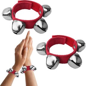 2Pcs Band Wrist Bells Christmas Wrist Bells Jingle Bells Instrument Percussion Musical Party Adjustable Bracelets Wrist Band Shaking Bells Ankle Bells Hand Bells for Birthday Christmas Party Favors
