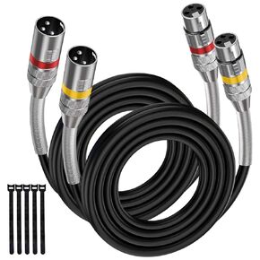 XLR Microphone Cable for Recording Studio Speaker, PA System,Metal Spring SR,3-Pin Balanced Shielded XLR Male to Female Cord, XLR Speaker Cables, Mic Cord, Podcast, Multi, 3 Feet, 6 Pack