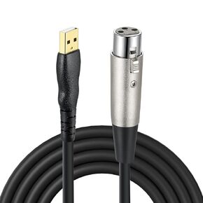 EBXYA XLR to USB Cable, 3ft, for Audio Recording, Karaoke, Live Podcast, 2 Modes, 24AWG 4N Copper, Interference Filter, Compatible with Dynamic Microphones, Windows, Mac OS, USB-C