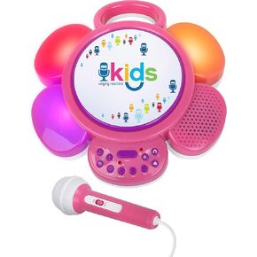 Singing Machine SMK963PP Kids Portable Sing Along Speaker with Pre-Recorded Songs and LED Lights, Pink/Purple