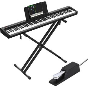 KONIX Digital Piano 88 Key, Full Size Semi Weighted Electronic Piano Keyboard Set with Stand, Electric Piano Keyboard with Sustain Pedal, BT/MIDI/USB/MP3 for Beginners Adults