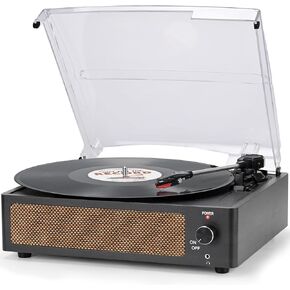 Record Player for Vinyl Turntable with Built-in Wireless Receiver & 2 Stereo Speakers 3 Speed 3 Size LP Player Portable Turntable for Vinyls Records Headphone AUX RCA Auto Stop New Sleek Dark Blue