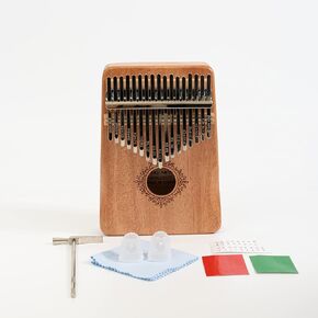 17 Key Kalimba Thumb Piano for Adults & Kids with Hand Rest, Mbira Thumb Pianos, Tuning Hammer, Finger Covers, Key Stickers, Wood Finger Piano, Gift for Kids Adult Beginners Professional
