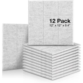 Fstop Labs 0.4" X 12" X 12" Acoustic Foam Panels, Sound Absorbing Panel, Beveled Edge Tiles Soundproof Foam Insulation, Soundproof Wall Panels