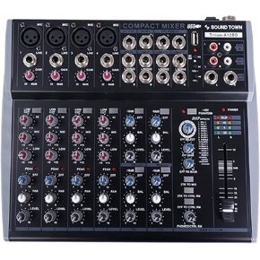 Sound Town Professional 12-Channel Audio Mixer with USB interface, Recording, EQ, Bluetooth, DSP and 48V Phantom (TRITON-A12BD)