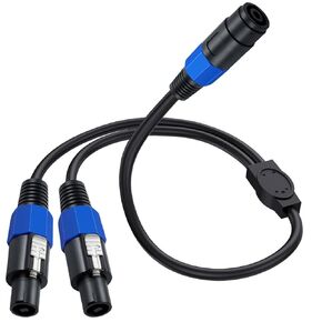 Speakon Splitter Cable, Speak-on 1 Female 2 Male Audio Cable, Speaker Extension Cable, Speaker Break Out Cable with Twist Lock for DJ/PA Speaker Cord (1 Male to 2 Female)