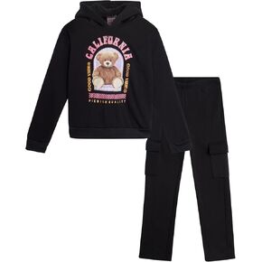 Real Love Girls’ Sweatsuit Set – 2 Piece Fleece Pullover Hoodie Sweatshirt and Jogger Sweatpants (Size: 4-16)