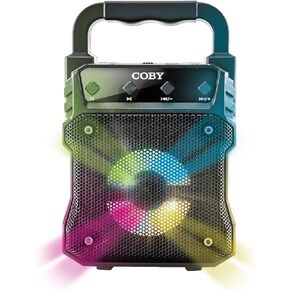 Coby Portable Bluetooth Speaker | Wireless PA System with FM Radio | Microphone Input | Karaoke Machine with Lights | Perfect for Kids Adults Outdoors