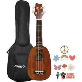 Sawtooth Mahogany Pineapple Soprano Ukulele w Gig Bag and Official Brake Stickers