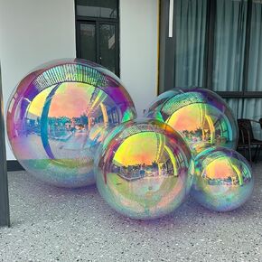 Inflatable Mirror Ball 1.5m/59in Big Shiny Balls Airtight Giant Mirror Balloon Large PVC Sealed Sphere For Events & Stage Party, Advertising, Shows Decoration(1 Piece,Colorful,Without Air Pump)