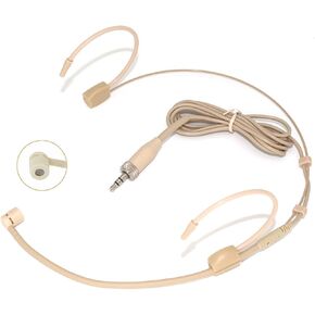 Headset Microphone Double Over Ear Earset Headworn Mic Condenser Cardioid Compatible with Sennheiser Wireless System Bodypack Transmitter Mini 3.5mm Female Screw Plug