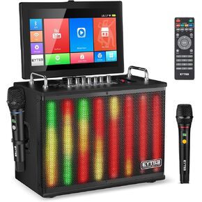 Karaoke Machine for Adults with Lyrics Display Screen, 14" Touchtablet PA Speaker System WiFi, HDMI Karaoke Speaker with 2 Wireless UHF Microphones, with DJ Light for Home TV Outdoor Party