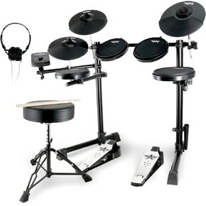 Electric Drum Set Electronic Drum Set for Beginner Electric Drums with Quiet Mesh Pads 20 Drum Set 350 Sounds 2 Pedals Bluetooth Sticks Drum Stool Headphone 6.35mm Audio Cable（Purple）