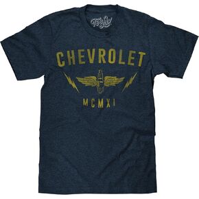 Tee Luv Men's Retro Chevrolet Spark Plug Shirt - Faded Chevy MCMXI Graphic Tee